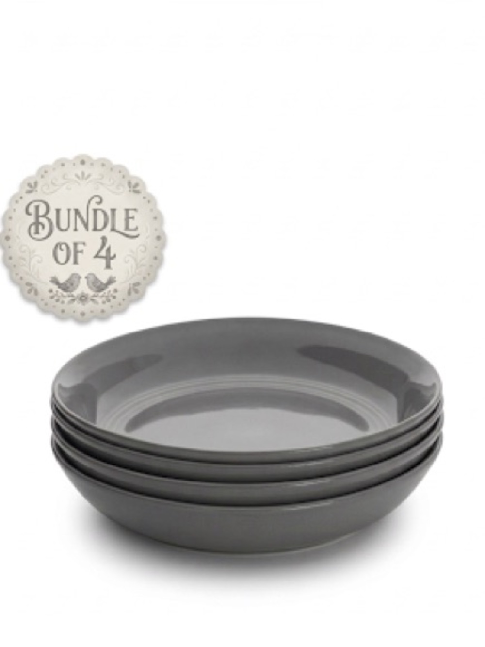 Crate&Barrel Hue Dark Grey Low Pasta Bowl by Aaron Probyn, Set of 4, SKU 673-082